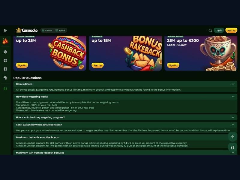 Willkommenspaket und Mechaniken-Kompatibilität bei Casinacho Casino Nacho Casino für Österreich